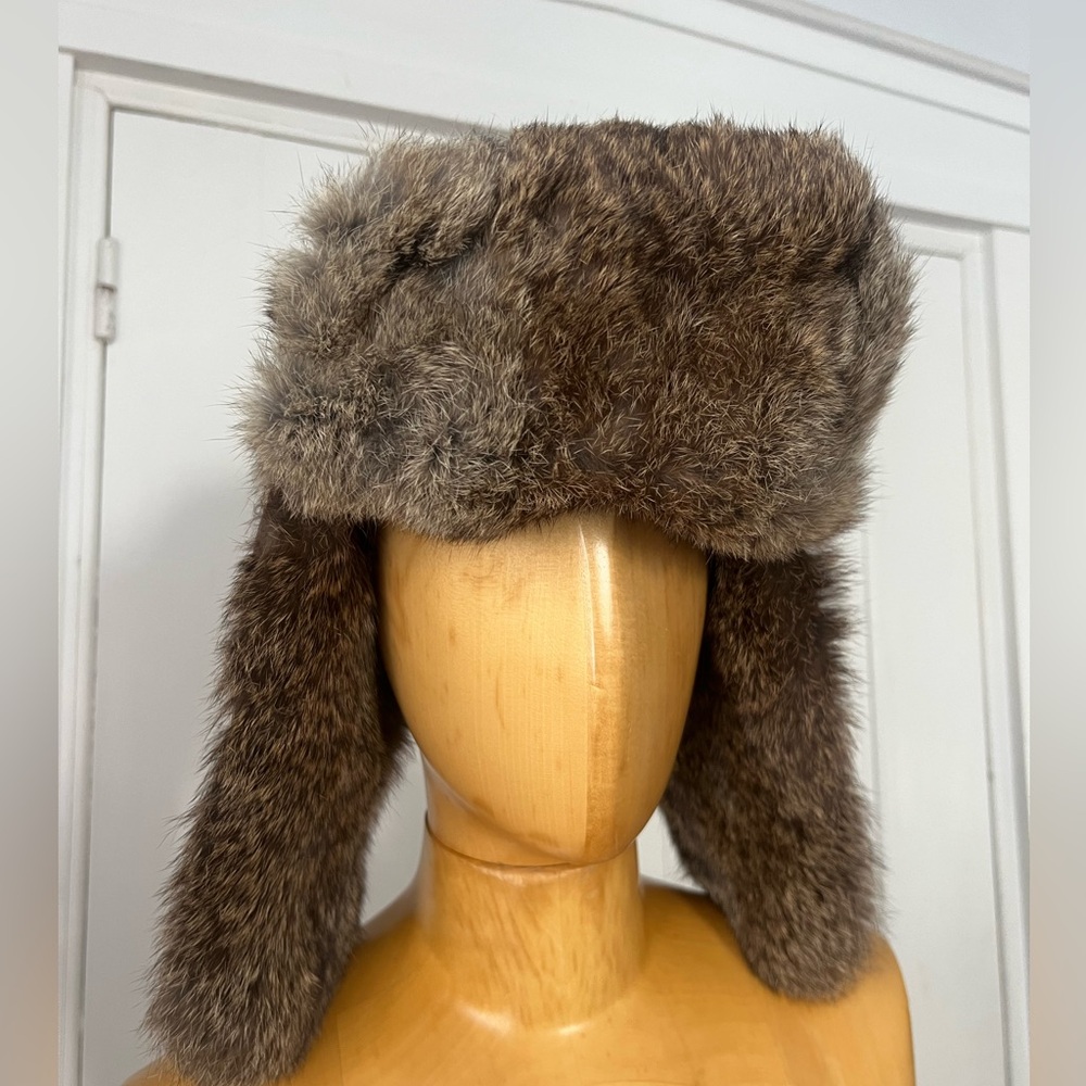 Mad Bomber rabbit fur-lined leather hat L LL Bean